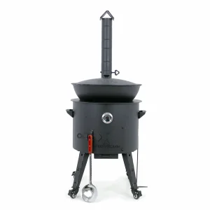 Учаг печь Ø 49 см + чугунный казан 22 л, плоское дно + кухонные принадлежности, узбекский чугунный казан для гриля и плова