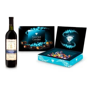 Geschenkset, Wein 0,75 L, Pralinen Auslese 450 g