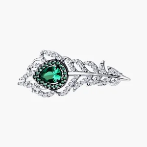 Брошь, серебро 925°, фианит, 36 мм