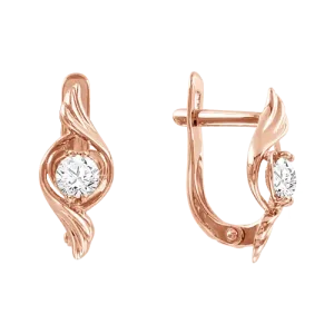 Ohrringe, Rotgold 585°, Swarovski Kristall, englischer Verschluss, 15 mm