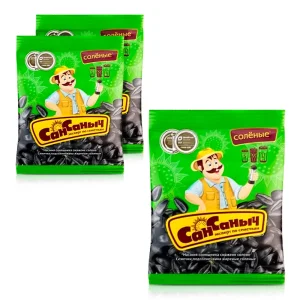 Schwarze Sonnenblumenkerne - San Sanytsch, geröstet, gesalzen, 3 х 285 g
