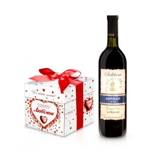 Geschenkset - Ljubimov, Wein 0,75 L, Pralinen Auslese 208 g