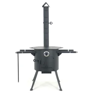 Feuerofen Utschak Ø 36 cm mit Abzugsrohr, für Kasan 10 L, Thermometer, Ablagetischen, Ofenplatte