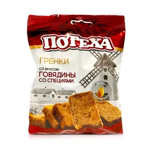 Гренки - Потеха, со вкусом телятины со специями, 80 г