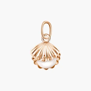 Anhänger, Rotgold 585°, Weiße Perle, 17 mm 0,98 gr