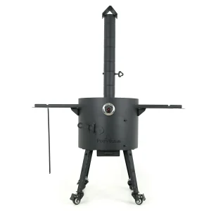 Учаг - КазаноFF с трубой, для казана 12 л, Ø 40 см + термометр + набор роликов: 4 шт. + столик: 2 шт. + диспенсер для зубочисток