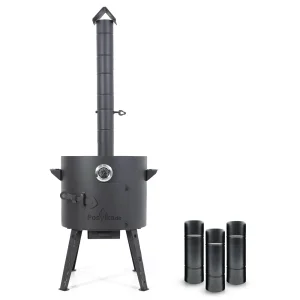 Печь учаг Ø 40 см с дымоходной трубой, для казана 12 л., термометр,