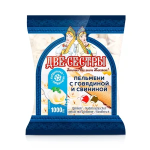 Пельмени Две Сестры, с начинкой мяса свинины и говядины, 1 кг