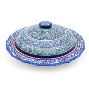 Pfannkuchenteller mit Deckel- KaraKalam TK-034, Rischtan Keramik, Ø 37 cm