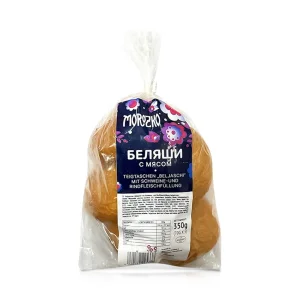 Beljaschi, Hefeteigtaschen, mit Schweine- und Rindfleischfüllung, frittiert, Morozko, 350 g