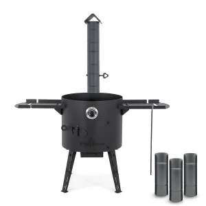 Feuerofen Utschak Ø 40 cm mit Abzugsrohr, für Kasan 12 L, Ablagetischen