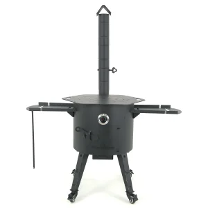 Feuerofen mit Rohr Ø 44 cm + Herdplatte + Thermometer + Rollen: 4 St + Ablagetisch: 2 St + Zahnstocherspender