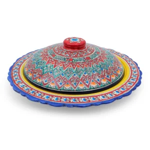 Pfannkuchenteller mit Deckel- KaraKalam TK-039, Rischtan Keramik, Ø 37 cm