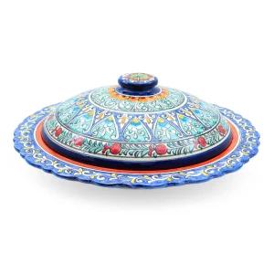 Pfannkuchenteller mit Deckel- KaraKalam TK-052, Rischtan Keramik, Ø 37 cm