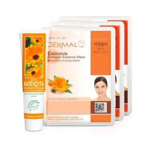 Gesichtspflegeset - Ringelblume, für empfindliche Haut, Creme + Maske: 3 Stk.