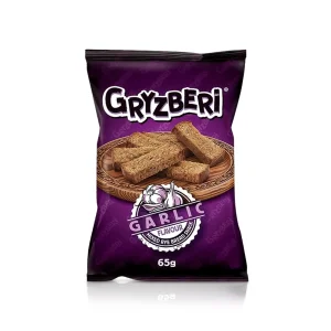 Сухарики - Gryzberi, ржано- пшеничные со вкусом чеснока, 65 г