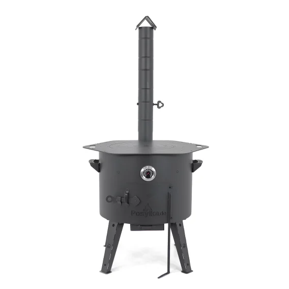 Feuerofen Utschak Ø 49 cm mit Abzugsrohr, für Kasan 22 L, Thermometer, Ofenplatte