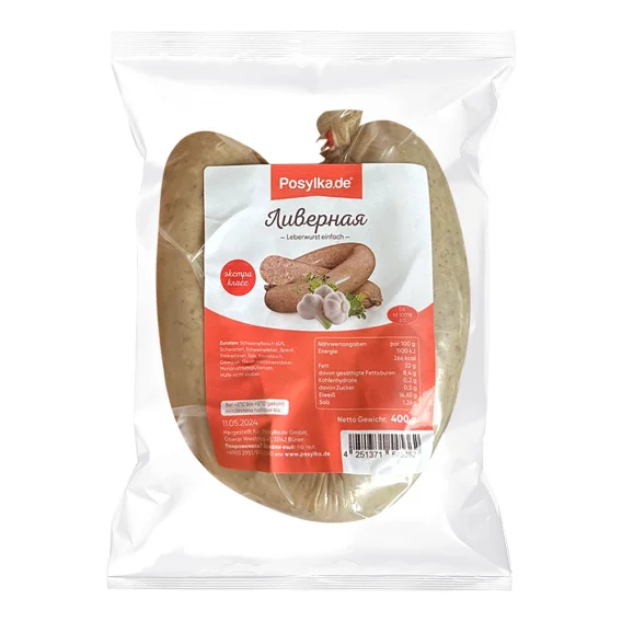 Leberwurst - Po-Domaschnemu, Schweinefleisch, Posylka.de, 400 g