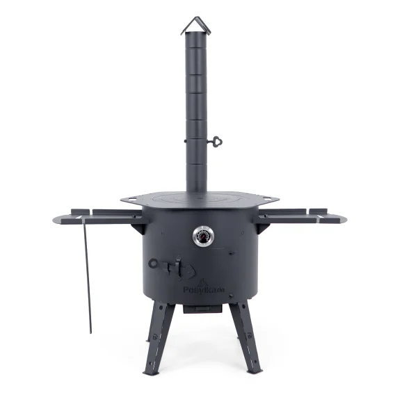 Feuerofen Utschak Ø 44 cm mit Abzugsrohr, für Kasan 16 l, Thermometer, Ablagetischen, Ofenplatte