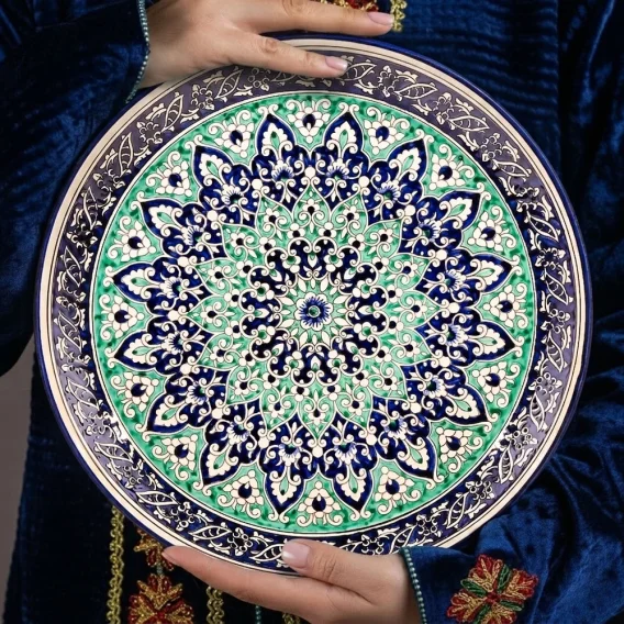 Lagan - KaraKalam blau-grün, Rischtan Keramik, Ø 37 cm