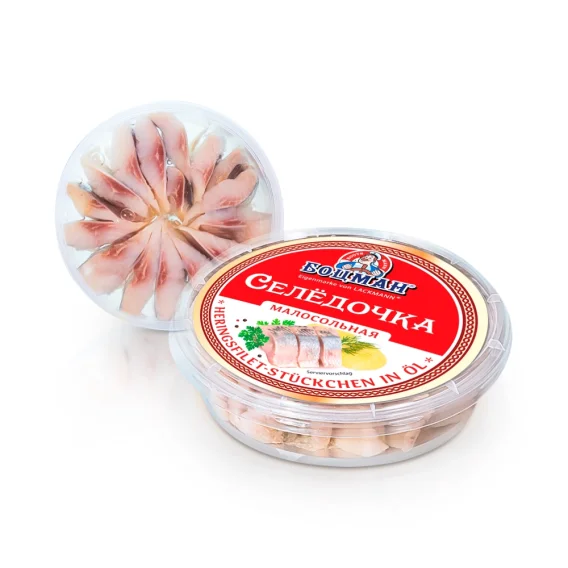 Филе сельди малосольное, кусочками в масле, Bozman, 210 г