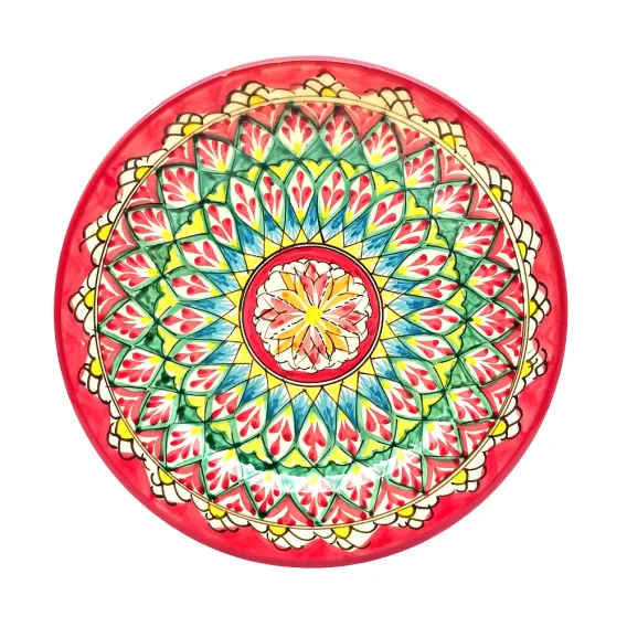 Teller tief - Mehrob rot - MSV2 - Rischtan Keramik, handbemalt, Ø 19 cm