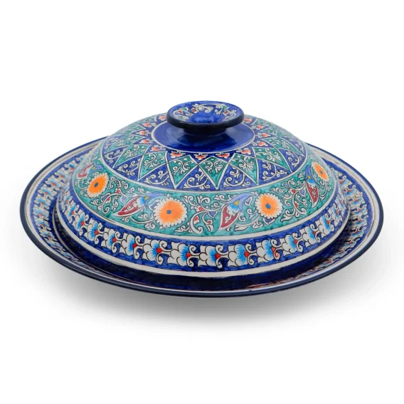 Lagan mit Deckel- KaraKalam LK-002, Rischtan Keramik, Ø 42 cm