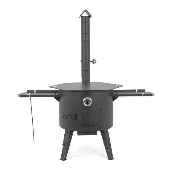 Печь учаг Ø 49 см с дымоходной трубой, для казана 22 л, термометр, столики, плита
