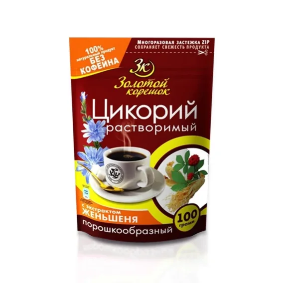 Цикорий растворимый натуральный с экстрактом женьшеня, 100 г