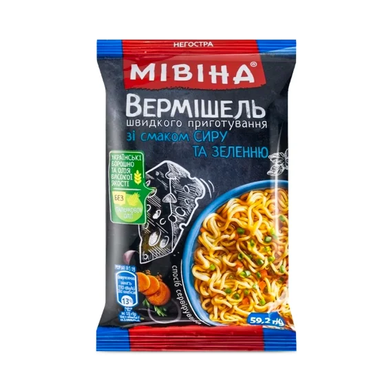 Лапша быстрого приготовления, со вкусом сыра с зеленью, Мивина, 59 г