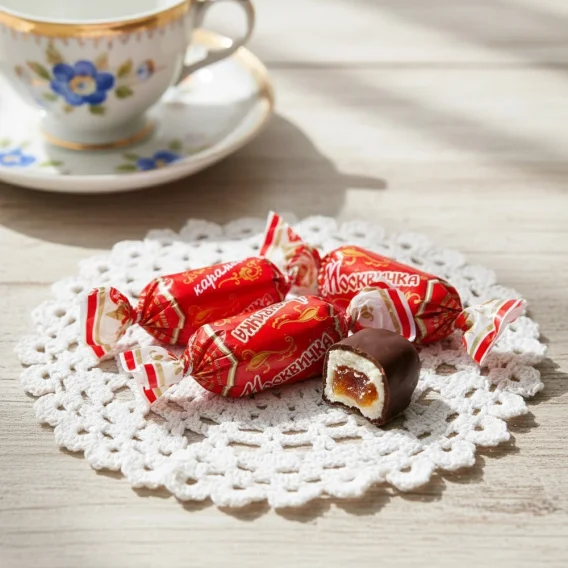 Hartkaramellen - Moskwitschka, mit Schokoladenfüllung, Rot Front, 300 g