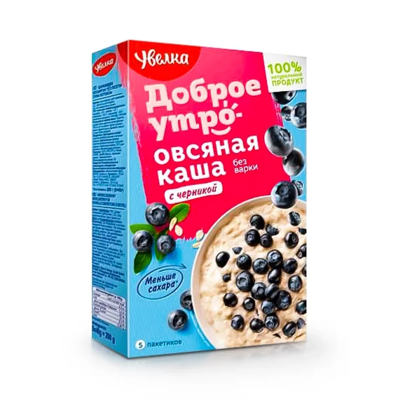 Haferflockenbrei - Sijuminutka, mit Heidelbeeren, Uvelka, 5 x 40 g   