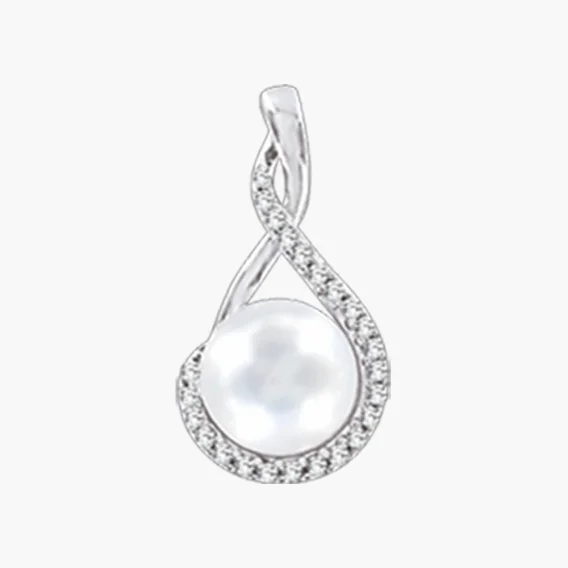 Anhänger, Silber 925°, Zirkonia, Süßwasser-Zuchtperle, 23 mm