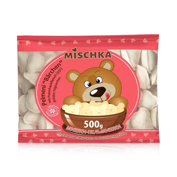 Pelmeni, Teigtaschen Bärchen, mit Putenhackfleischfüllung, 500 g