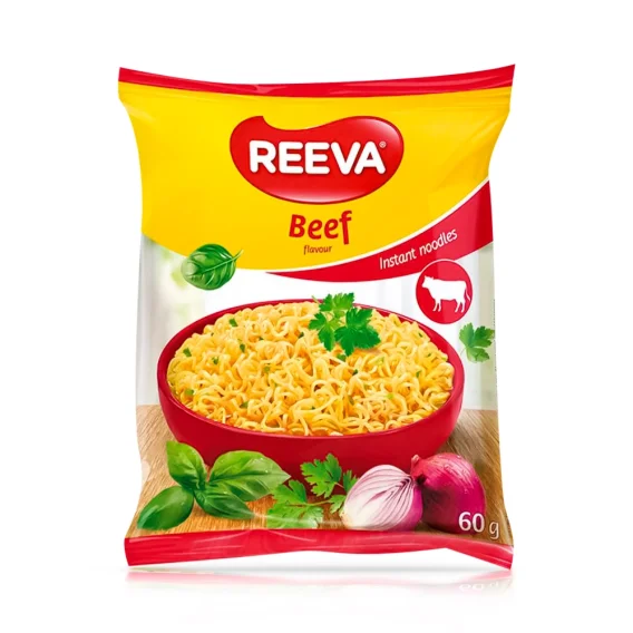 Лапша быстрого приготовления со вкусом говядины, Рива, 60 г