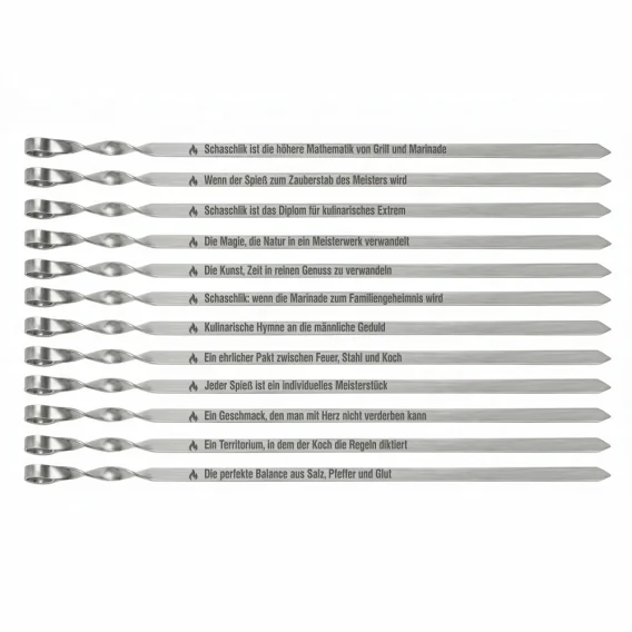 Set aus 12 Spießen 50 cm, 1,5 mm, mit Gravur, de - Meisterklasse