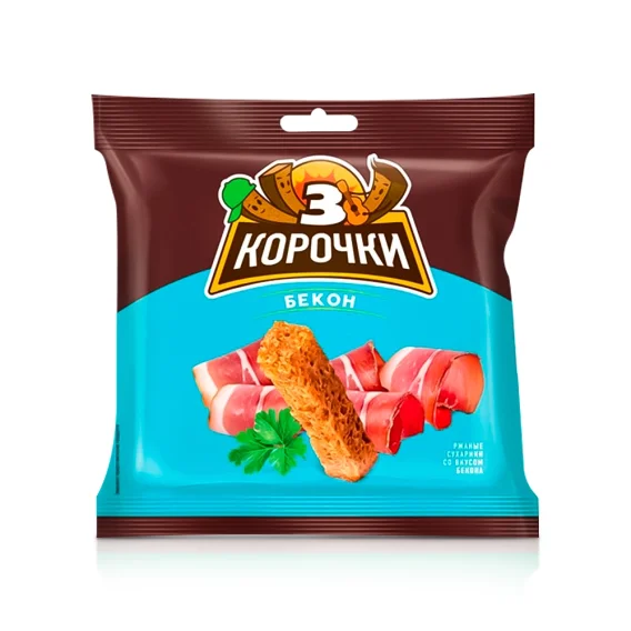 Сухарики ржаные - Три корочки, со вкусом бекона, 100 г