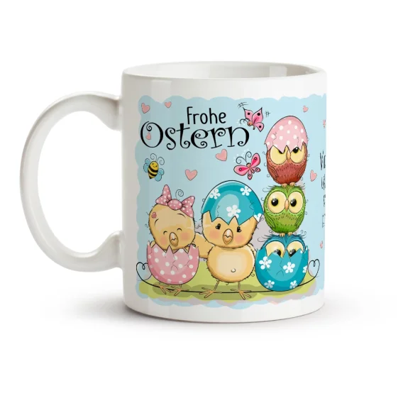 Ostern Tasse - Design Frohe Ostern, Hühner, Keramik, 330 ml