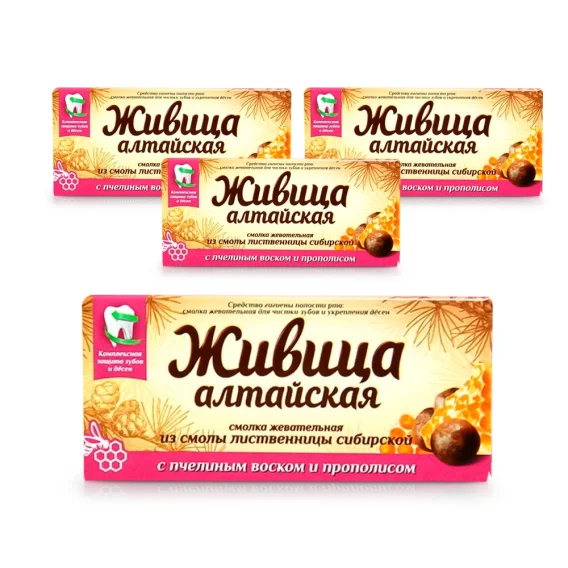 Harz - Altai aus sibirischem Lärchenharz, mit Bienenwachs und Propolis, 4 Stk. х 4