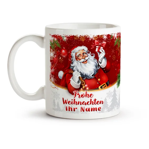 Кружка именная - дизайн Frohe Weihnachten, Ded Moroz, керамика, 330 мл