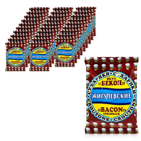 Schwarzbrotcroutons - Zhiguljowskie, mit Bacongeschmack, 30 х 50 g