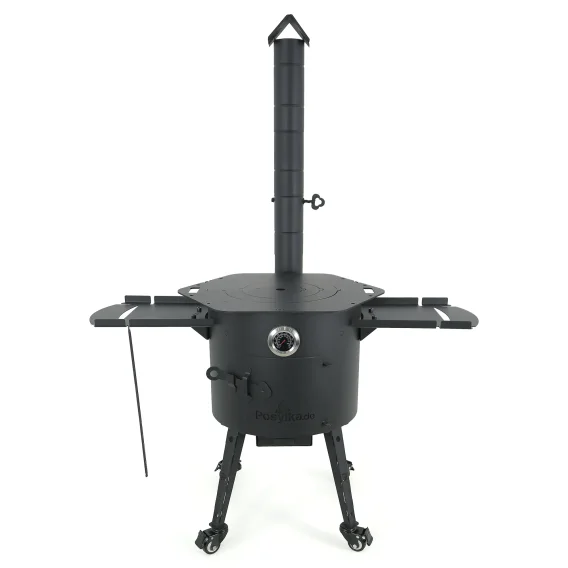 Учаг - КазаноFF с трубой Ø 40 см + плита + термометр + ролики: 4 шт. + столик: 2 шт. + диспенсер для зубочисток