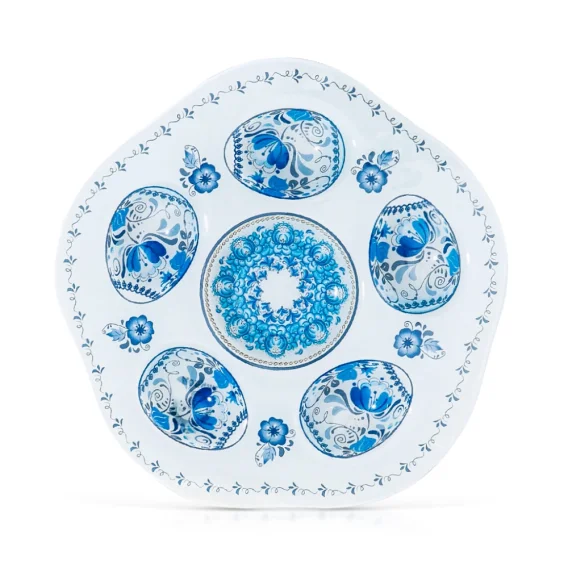 Osternplatte für 5 Eier - Blumenmalerei, Glas, Ø 18 cm