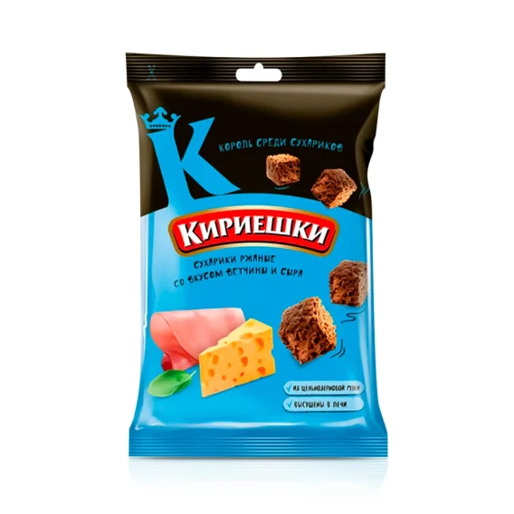  Сухарики ржаные - Кириешки, со вкусом ветчины и сыра, 100 г
