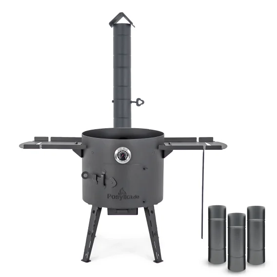 Feuerofen Utschak Ø 44 cm mit Abzugsrohr, für Kasan 16 l, Ablagetischen