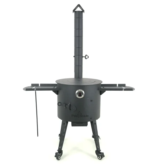 Учаг с трубой Ø 40 см + термометр + плита + ролики: 4 шт. + столик: 2 шт. + диспенсер для зубочисток