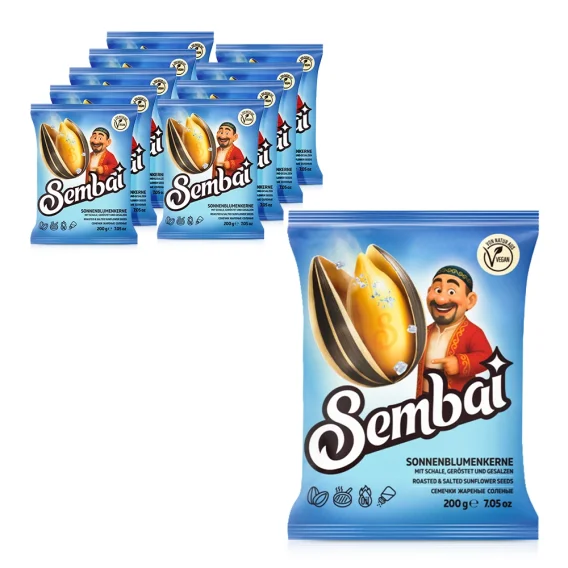 Семечки - Sembai, полосатые, жареные, солёные, 10 х 200 г