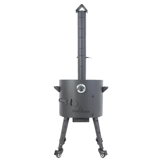 Feuerofen Utschak Ø 40 cm mit Abzugsrohr, für Kasan 12 L, Thermometer, Transportrollen,