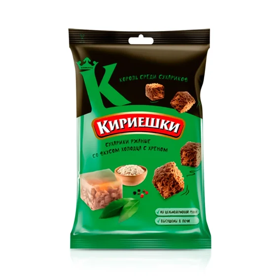  Сухарики ржаные - Кириешки, со вкусом холодца с хреном, 100 г