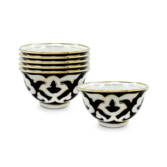 Kisse-Set Pahta Gul, mit Gold, Porzellan, Ø 11 cm, 6 Stk.